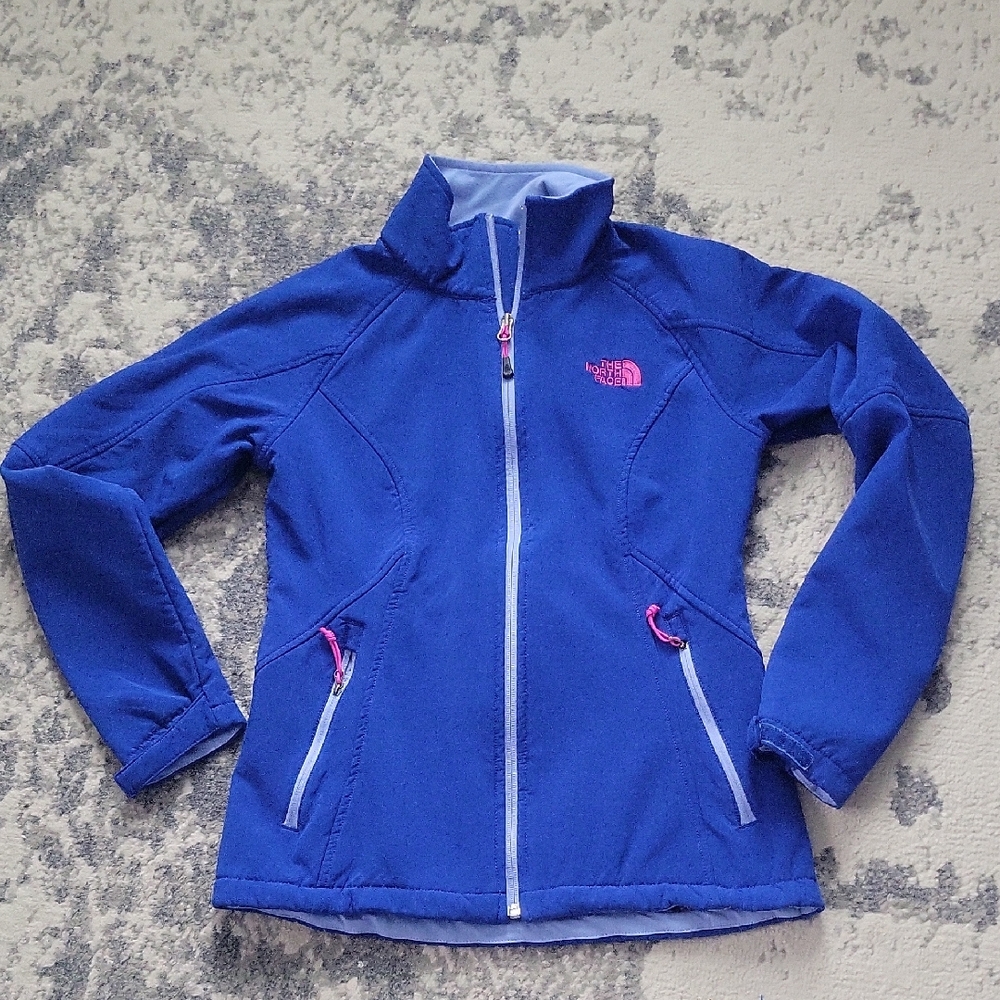 The North Face Blue Jacket with Pink Accents